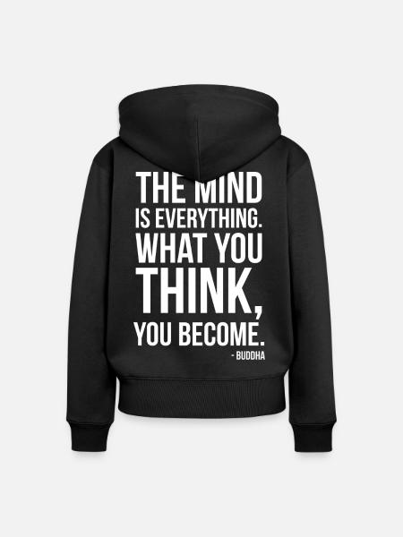 Buddha-Zitat – Geist ist alles - Frauen Premium Bio Zip Hoodie - Schwarz
