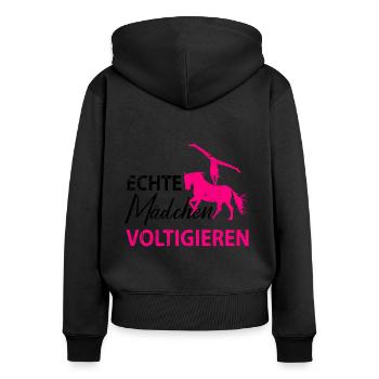 Pferde Pferd Voltigierer Voltigieren Volti Damen - Frauen Premium Bio Zip Hoodie - Schwarz - Hinten - Julia (174cm)
