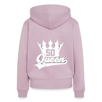 QUEEN 50. GEBURTSTAG 1971 FRAU - Frauen Premium Bio Zip Hoodie - Altrosa - Hinten - Julia (174cm)