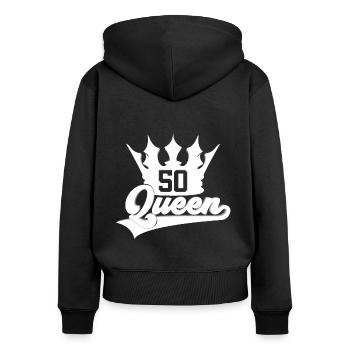 QUEEN 50TH BIRTHDAY 1971 WOMAN - Women's Premium Organic Zip Hoodie - black - Back - Julia (174cm)