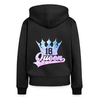 18ÈME ANNIVERSAIRE SWEET 18 QUEEN - Sweat à capuche zippé Premium bio Femme - noir - Dos - Julia (174cm)