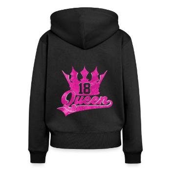 18. GEBURTSTAG 2004 QUEEN 18 - Frauen Premium Bio Zip Hoodie - Schwarz - Hinten - Julia (174cm)