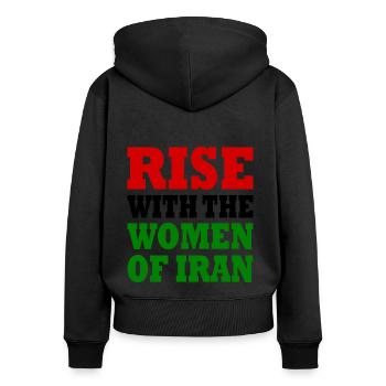 Rise with the women of iran - Sweat à capuche zippé Premium bio Femme - noir - Dos - Julia (174cm)
