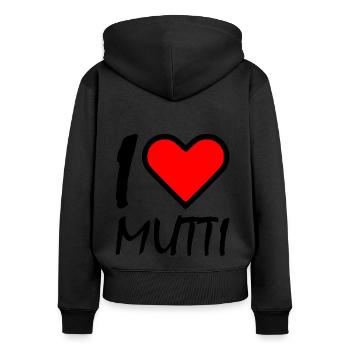 I love mutti - Frauen Premium Bio Zip Hoodie - Schwarz - Hinten - Julia (174cm)
