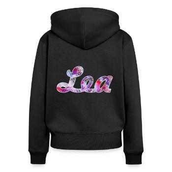 Leah - Women's Premium Organic Zip Hoodie - black - Back - Julia (174cm)