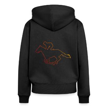 Reiter Equestrian Springreiten Herren - Frauen Premium Bio Zip Hoodie - Schwarz - Hinten - Julia (174cm)