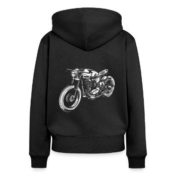 Biker / Motorcycle / motorrad design - Frauen Premium Bio Zip Hoodie - Schwarz - Hinten - Julia (174cm)