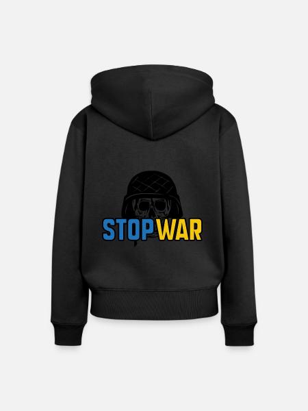 Stoppt den Krieg - Frauen Premium Bio Zip Hoodie - Schwarz