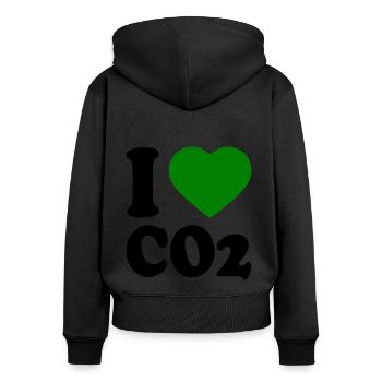 I love co2 - Women's Premium Organic Zip Hoodie - black - Back - Julia (174cm)