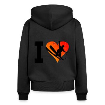 Ski Freestyle Freestyle Ski Slopestyle Herren - Frauen Premium Bio Zip Hoodie - Schwarz - Hinten - Julia (174cm)