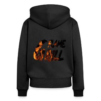 Flame Grill Fire Lettering BBQ Design - Women's Premium Organic Zip Hoodie - black - Back - Julia (174cm)