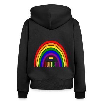 LGBTQ-Regenbogen-Mittagessen - Bunte Pride - Frauen Premium Bio Zip Hoodie - Schwarz - Hinten - Julia (174cm)