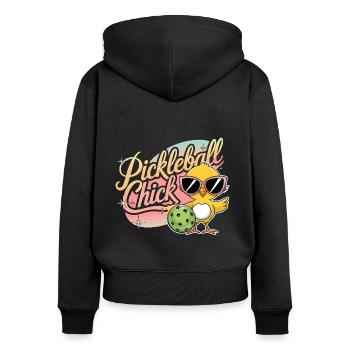 Pickleball Chick | Funny retro design - Women's Premium Organic Zip Hoodie - black - Back - Julia (174cm)