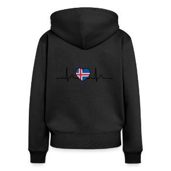 Islande Heartline Heartbeat Scandinavie Vacances - Sweat à capuche zippé Premium bio Femme - noir - Dos - Julia (174cm)