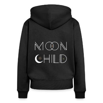 Moon Child, Boho Chic, Spiritual & Mindful design - Women's Premium Organic Zip Hoodie - black - Back - Julia (174cm)