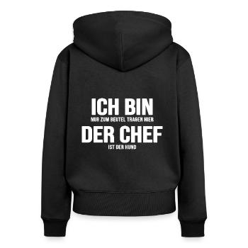 Hund Hundewiese Hundetrainer Gassi Rudelführer - Frauen Premium Bio Zip Hoodie - Schwarz - Hinten - Julia (174cm)