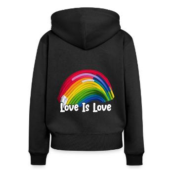 Prideful Skies LGBTQ gay pride Rainbow Love - Frauen Premium Bio Zip Hoodie - Schwarz - Hinten - Julia (174cm)