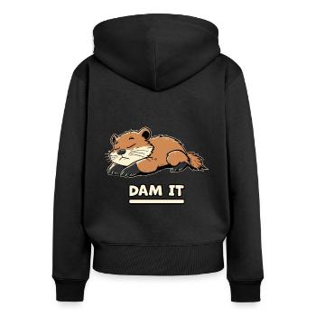 Dam It - Sleepy Beaver - Women's Premium Organic Zip Hoodie - black - Back - Julia (174cm)