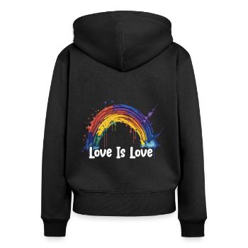 Prideful Skies LGBTQ gay pride Rainbow Love - Frauen Premium Bio Zip Hoodie - Schwarz - Hinten - Julia (174cm)