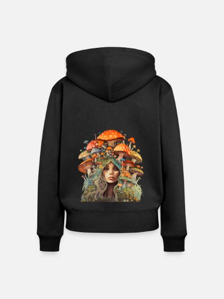 Mutter der Fliegenpilze - Mutter Erde - Frauen Premium Bio Zip Hoodie - Schwarz