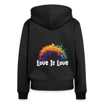 Prideful Skies LGBTQ gay pride Rainbow Love - Frauen Premium Bio Zip Hoodie - Schwarz - Hinten - Julia (174cm)