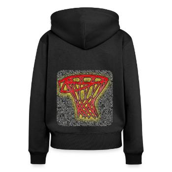 Basketballkorb - Club WoW - Frauen Premium Bio Zip Hoodie - Schwarz - Hinten - Julia (174cm)