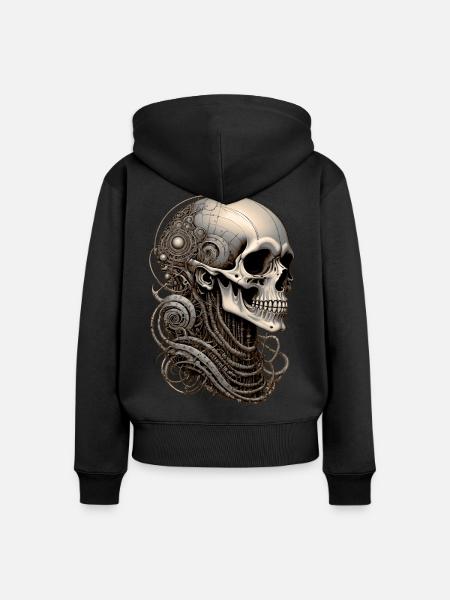 Skull - Frauen Premium Bio Zip Hoodie - Schwarz
