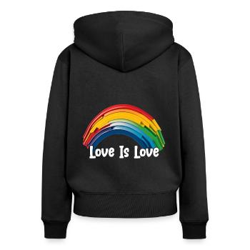 Prideful Skies LGBTQ gay pride Rainbow Love - Frauen Premium Bio Zip Hoodie - Schwarz - Hinten - Julia (174cm)
