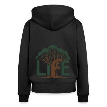 Life Tree - Frauen Premium Bio Zip Hoodie - Schwarz - Hinten - Julia (174cm)