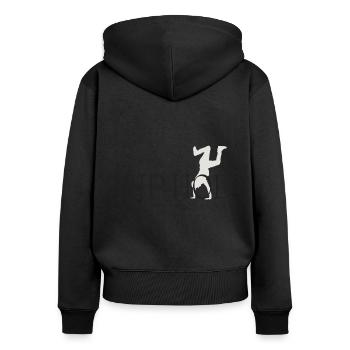 Hip Hop at Movement Revolution - Frauen Premium Bio Zip Hoodie - Schwarz - Hinten - Julia (174cm)