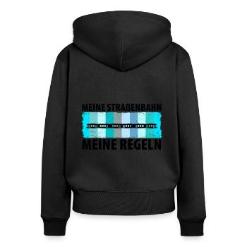 Straßenbahnfahrer Straßenbahn Stadtbahn Tram - Frauen Premium Bio Zip Hoodie - Schwarz - Hinten - Julia (174cm)