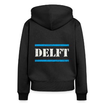 Delft - Women's Premium Organic Zip Hoodie - black - Back - Julia (174cm)
