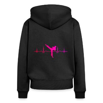 Kickboxing Femmes Boxe Kickboxer Kickboxing - Sweat à capuche zippé Premium bio Femme - noir - Dos - Julia (174cm)