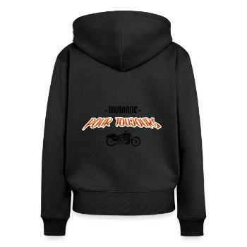 Motarde pour toujours - Sweat à capuche zippé Premium bio Femme - noir - Dos - Julia (174cm)