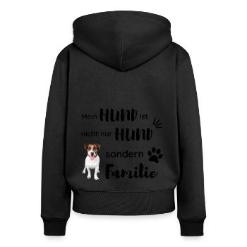 Mein Hund ist nicht nur Hund sondern Familie - Frauen Premium Bio Zip Hoodie - Schwarz - Hinten - Julia (174cm)