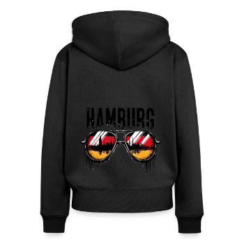 Hamburg Sunglasses Design - Women's Premium Organic Zip Hoodie - black - Back - Julia (174cm)