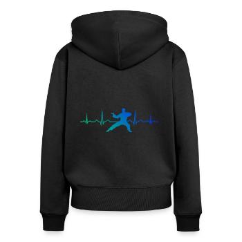 Kungfu Wushu Arts Martiaux Hommes Kung Fu Femmes - Sweat à capuche zippé Premium bio Femme - noir - Dos - Julia (174cm)