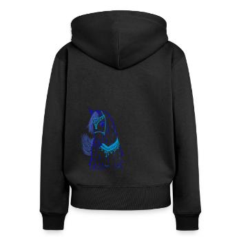 blockedTitle (Titre bloqué) - Sweat à capuche zippé Premium bio Femme - noir - Dos - Julia (174cm)