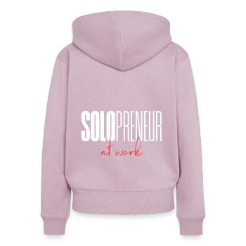 Solopreneur au travail - Sweat à capuche zippé Premium bio Femme - rose poudré - Dos - Julia (174cm)