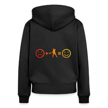 Pelote Jai Alai Pelota vasca Hommes Pelote Basque - Sweat à capuche zippé Premium bio Femme - noir - Dos - Julia (174cm)