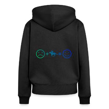 Equestrian Herren Reitsport Rennreiten - Frauen Premium Bio Zip Hoodie - Schwarz - Hinten - Julia (174cm)