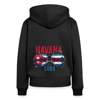 Havana Cuba Lunettes de soleil Design - Sweat à capuche zippé Premium bio Femme - noir - Dos - Julia (174cm)