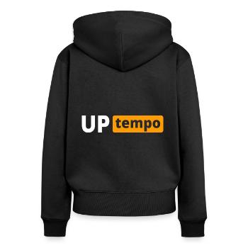 Uptempo - Rave - Hardstyle - Gabber - Geschenk - Frauen Premium Bio Zip Hoodie - Schwarz - Hinten - Julia (174cm)