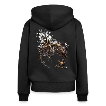 Dunkle Materie - Frauen Premium Bio Zip Hoodie - Schwarz - Hinten - Julia (174cm)