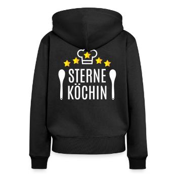 Beste Köchin Mama Oma Sterneköchin 5 Sterne Küche - Frauen Premium Bio Zip Hoodie - Schwarz - Hinten - Julia (174cm)
