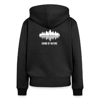 Klang der Natur Sound Of Nature Wald - Frauen Premium Bio Zip Hoodie - Schwarz - Hinten - Julia (174cm)