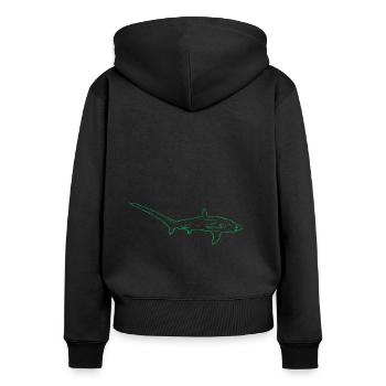 Requin-renard - Sweat à capuche zippé Premium bio Femme - noir - Dos - Julia (174cm)