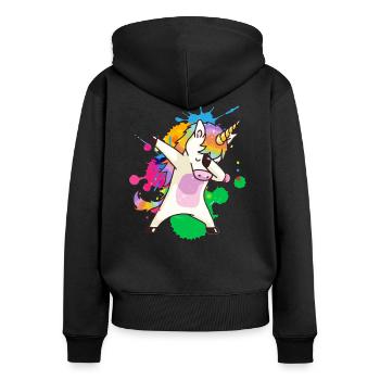 Dab Licorne - Sweat à capuche zippé Premium bio Femme - noir - Dos - Julia (174cm)