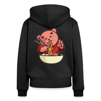 Cat Ramen Japan - Women's Premium Organic Zip Hoodie - black - Back - Julia (174cm)