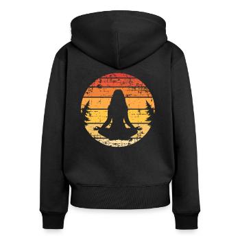 Meditation - Frauen Premium Bio Zip Hoodie - Schwarz - Hinten - Julia (174cm)